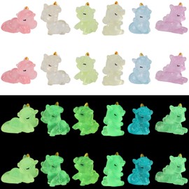 WEWAYSMILE 24 Pcs 6 Styles Mini Resin Mini Resin Luminous Figurines Resin Animals Bulk Resin Figures Gifts Suitable for DIY Garden Home Room Miniature Figurines Toy Decoration（Unicorn）
