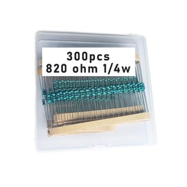 Jiefafa 820 1/4W, 820R1/4W, 820 ohm, 820 R 1/4W, 820Ωresistor, 820 ohm resistor, 820 ohm Metal resistor, 820 R Metal Film resistors 1/4w(0.25w) 1% tolerance 0.01 MF Metal Film Fixed Resistor 300 pcs