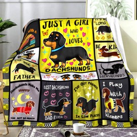 Dachshund Blanket Cozy Warm Flannel Dog Throw Blankets Cute Puppy Dachshund Sofa Couch Decor,Christmas Birthday Gifts for Women Kids Adults Men 50"X40"
