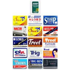 100 Quality Double Edge Razor Blades Sampler (16 Different Brands)