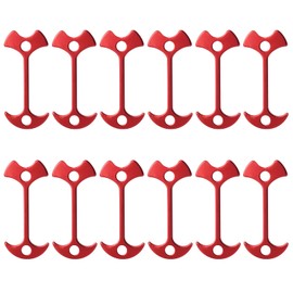 12 Pcs Tent Stakes Pegs Anchor Deck Nail Aluminum Guyline Cord Adjuster Camping Hiking Outdoor Awning Anchor Hook 3.0" Fishbone Rope Tensioners Kit for Gallery Road or Timber Deck Accessories Red