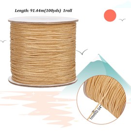 PH PandaHall 100 Yards Nylon Cord 1mm Chinese Knotting Cord Wind Chime Cord Beading Thread for Braided Bracelets Beading Necklaces Macrame Wind Chime Lift Shade Blind Gardening Plant Wheat