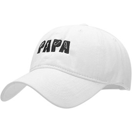 XYIYI Papa White Vintage Washed Distressed Baseball Cap Adjustable Cotton Dad Hat Fathers Day Birthday Gifts