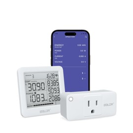 BALDR Wi-Fi Power Monitor Socket - Wifi Power Outlet, Electric Usage Meter, Smart Power Outlet, Power Consumption Monitor, Plug In Power Meter, Need Hub to Work (Sold Separately) - 2.4GHZ Network Only