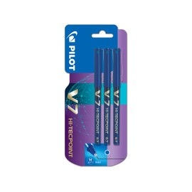 Pilot V7 Hi-Tecpoint Rollerball Pen, 0.7 mm Tip - Blue, Pack of 3