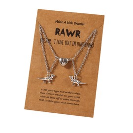 Couples Necklace Set Friendship Dinosaur Matching Charm Pendant Necklace T-Rex Dinosaur Cute Animal Lover Jewelry for Couples Valentine's Day Birthday Gifts-Tyrannosaur