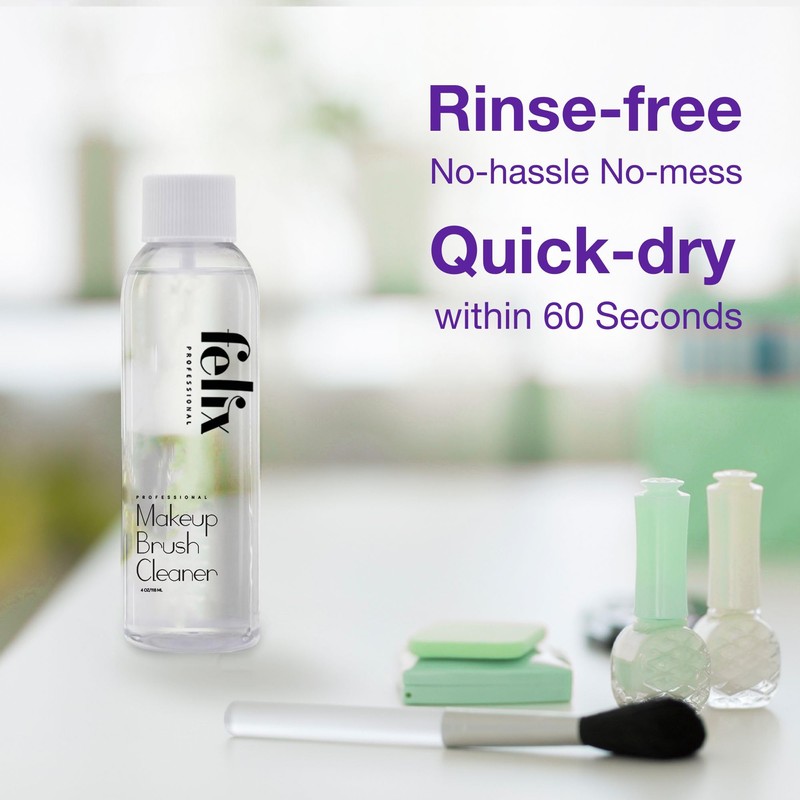 Felix Professional Liquid Makeup Brush Cleaner Solution | Rinsless, Quick