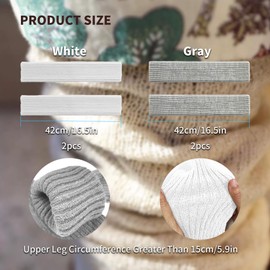 TOOINKCV 2 Pairs Knitted Leg Warmers for Women, Long Winter Leg Warmers, Leg Warmers for Women Girls, 80s Kawaii Crochet Leg Warmers Socks, White Grey