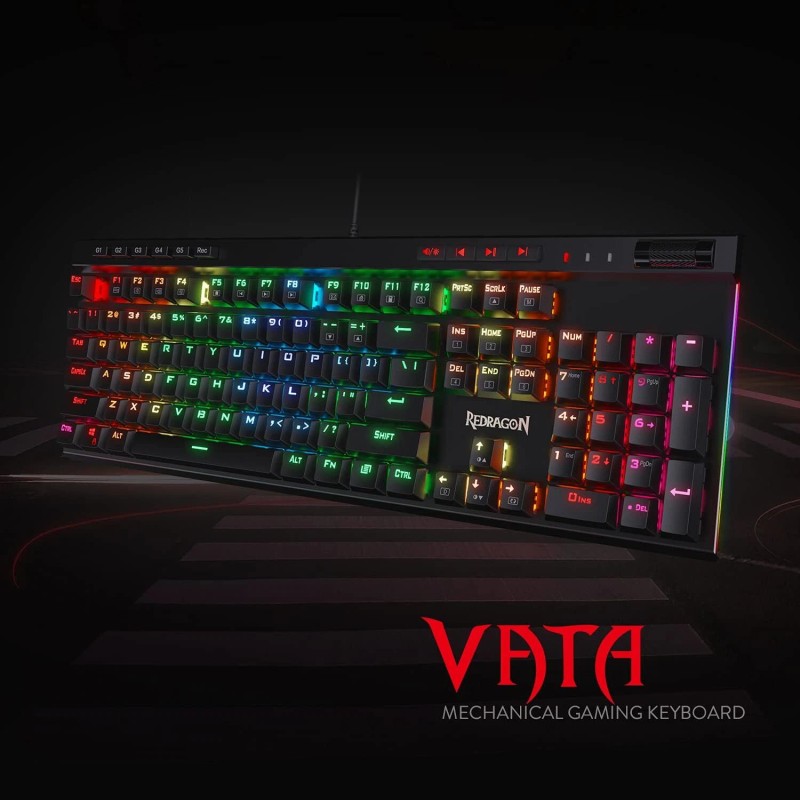 Redragon K580 VATA RGB LED Backlit Mechanical Gaming Keyboard, Macro