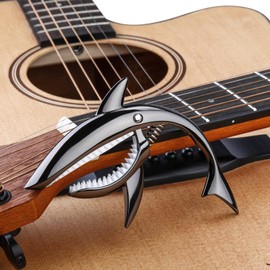 Lepxino Guitar Capo Shark Capo for Electric Accoustic Classical Guitar Ukulele Zinc Alloy Spring Capo (Dark Black)