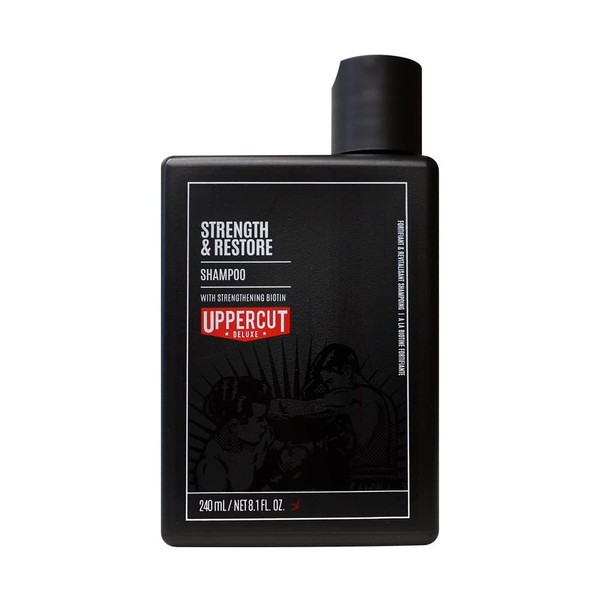 Uppercut Deluxe Strength and Restore Shampoo For All Hair Types & Infused with Biotin & Caffeine to Promote Healthy Growth, 8 fl. oz. / 240 ml.