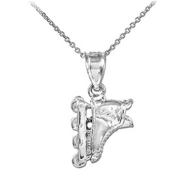 925 Sterling Silver Inline Skating Extreme Sports Charm Roller Blade Pendant Necklace, 16"