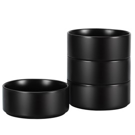 GZG Ceramic Cereal Bowls Set of 4,6 Inch Stoneware Soup Bowls,Dishwasher and Microwave Safe,Stackable,Scratch Resistant for Oatmeal,Fruit,Salads and Rice(Matte Black)