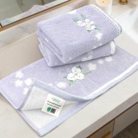 VOOVA & MOVAS Cotton Towels Set of 3, 3PC Face Towels - 100% Cotton & Quick Dry - Lightweight Washcloth 14"x14", Soft Towel Set for Guest, Luxury Towel Gift, Purple