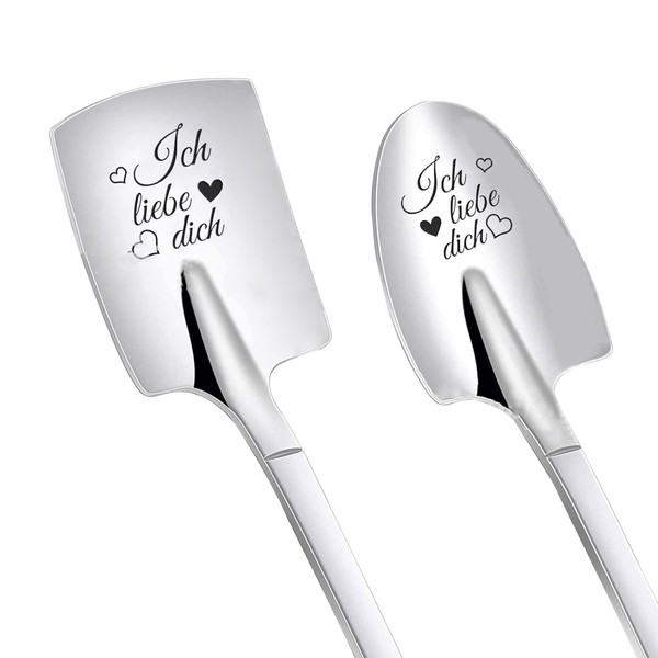 2 x Spoons with Engraving, Ich Liebe Dich, Ich Liebe