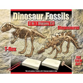 2 In 1 Dinosaur Dig Kit Dinosaur Fossil Palaeontology Dig Up Kit | Kids Dig Kit Dinosaur Bones Archaeology Dig Out Set | T Rex And Stegosaurus Dinosaur Gifts