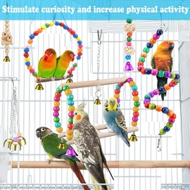 Parakeet Toys,22Pcs Bird Toys for Parakeets,Parrot Swing Chewing Hanging Toy Hammock Climbing Ladder Bird Cage Colorful Toys with Bells for Cockatiel,Budgerigar,Conures,Love Birds,etc