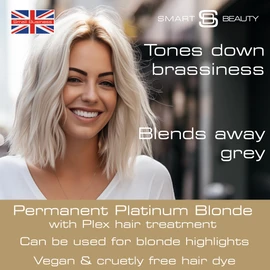 Platinum Blonde Hair Dye with added Plex Hair Care Conditioner, Permanent Hair Colour with Natural Platinum Hair Toner for Blond Hair, Vegan Hair Dye, Cruelty-Free - Smart Beauty Hair Colour
