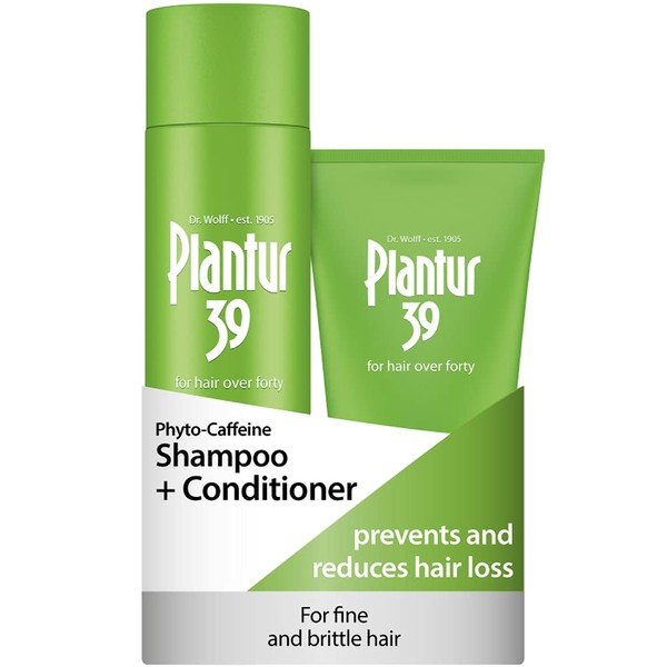 Plantur 39 Caffeine Shampoo and Conditioner Set Prevents and Reduces Hair Loss | For Fine Brittle Hair | Unique Galenic Formula Supports Hair Growth | Set of 250ml Shampoo and 150ml Conditioner