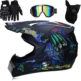Motocross Helmet, Full Face with Gloves, Mask Glasses, Adult Motorcycle Downhill Full Face Helmet, Downhill Motorcycle Helmet, Children's ATV Motorcycle Helmet, Road Helmet