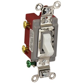 Hubbell HBL1222W Double Pole Toggle, Industrial Grade, 20 amp, 120/277V, White