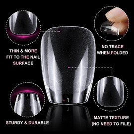 Bellelfin Short Coffin Nail Tips, 600Pcs Soft Gel x Nail Tips Clear Acrylic Nail Tips Full Cover Fake Nails Tips Pre-shape False Gel Nail Tips 12 Sizes for Home DIY Nail Salon