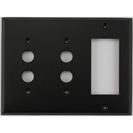Classic Accents Painted Stamped Steel Switch Plates - (3 Gang Combo - 2 Push Button Switch 1 GFCI/Rocker, Black)