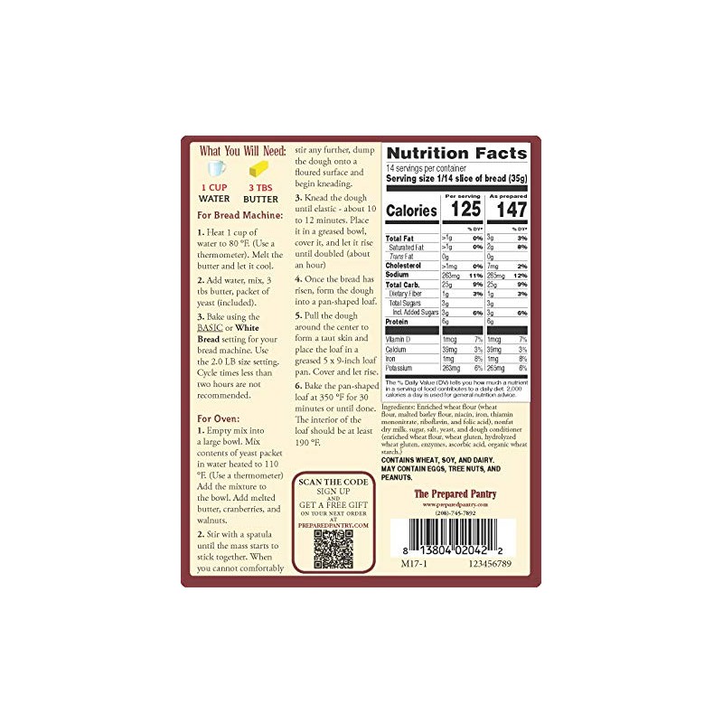 The Prepared Pantry Country Farm White Bread Mix; Single Pack;