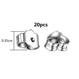 MiniY 20pcs/10pairs 925 Silver Stud Earplugs Sterling Silver Ear Plugs with Butterfly Buckle Round Hypoallergenic Hole 4.5x5.2mm