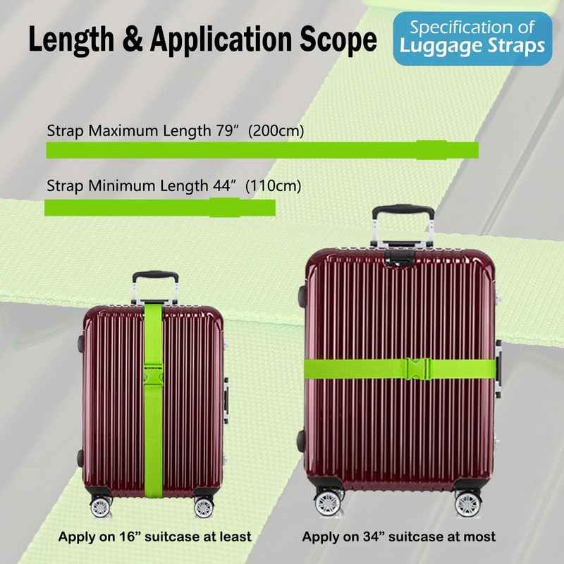 TRANVERS Ultra Long Heavy Duty Luggage Straps for Suitcases/Uprights/Duffels/Bags, 79"