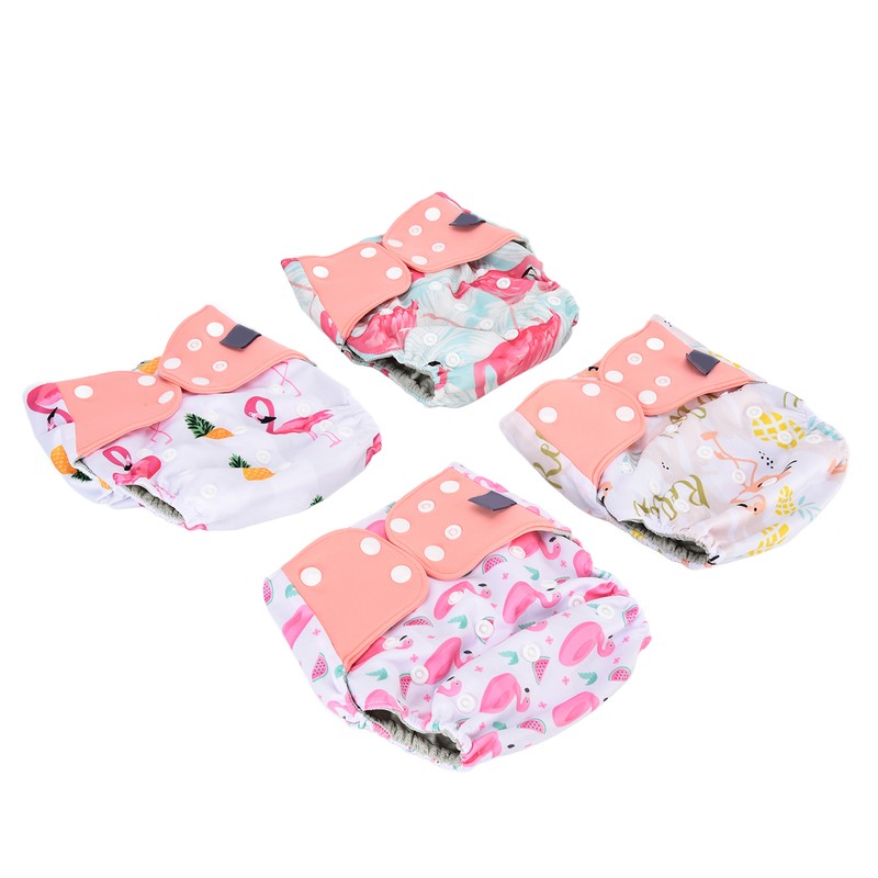 4 Pcs Baby Cloth Diapers Adjustable Washable Reusable Diapers for