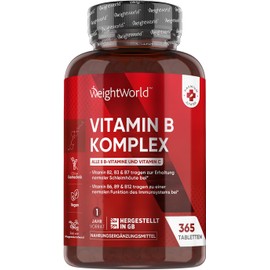 Vitamin B Complex + Vitamin C – 365 Tablets, 1-Year Supply, All 8 B Vitamins for Energy, Metabolism & Nervous System Support