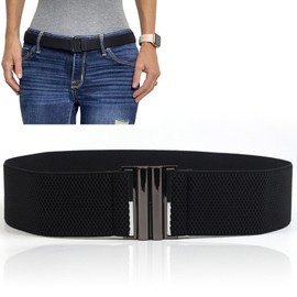 Adjustable Stretch Elastic Belt Women - No Show Flat Buckle Ladies Belts - Non- Slip Backing | Belts for Women