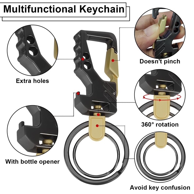 ecocstm 2 PCS Key Chain, Carabiner Clip Car Key Chains,