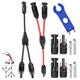 COCOSY 1 Pair Solar Cable Y Plug, 1 Pair Solar Cable Y Splitter 6 mm²/4 mm²/2.5 mm², Pv Y Connector MMF/FFM, Y-Type 2 Solar Panel Branching Cable for Parallel Connection