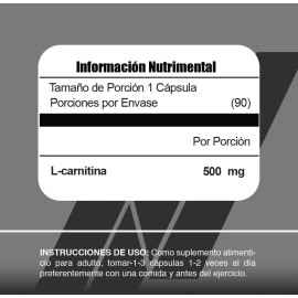 Carnitina Meta Nutrition Carnitine 90 Capsulas Sin Sabor                                                                                              