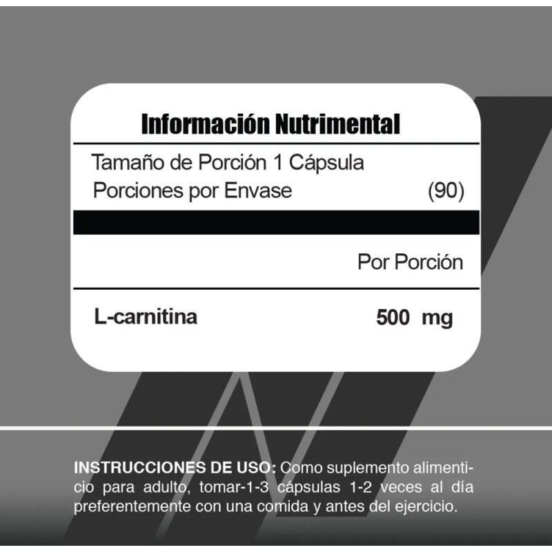 Carnitina Meta Nutrition Carnitine 90 Capsulas Sin Sabor