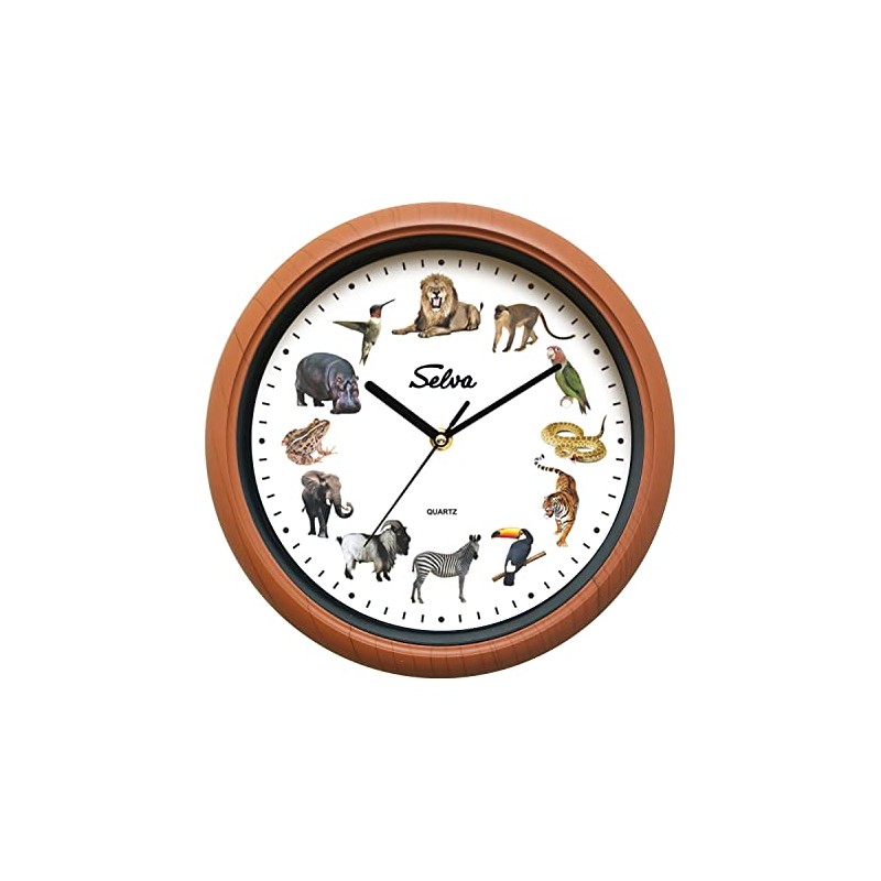 SELVA Animal Clock, Wall Clock, with Animal Sounds at Every