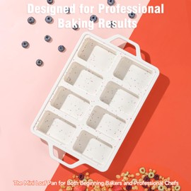 SJ Silicone Mini Loaf Pans with Metal Reinforced Frame-2 Pack, Non-stick Silicone Mini Bread Loaf Pans for Baking 8-Cavity, Tiny Banana Bread Set, Dishwasher Safe Brownie Pan-Cream