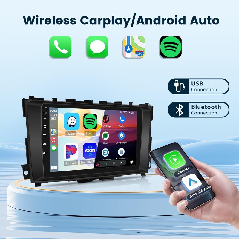 for Nissan Altima 2013-2018 Android Car Stereo Wireless Carplay/Android Auto，2G+32G