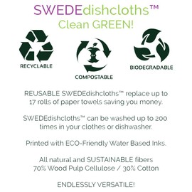 Mixed Modern Pattern Set of 3 Swedish Dishcloths (One of Each Design) | ECO Friendly Absorbent Cleaning Cloth | Reusable Cleaning Wipes