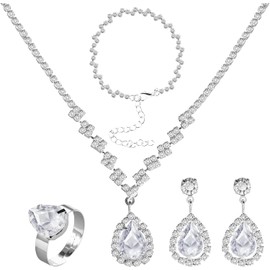 Boda Juego de Joyería Para Mujer, Juego de Collar y Pendientes de Plata de Ley 925 Para Mujer, Romántico Regalo de Mamá Esposa Boda Cumpleaños, Regalo de San Valentín
