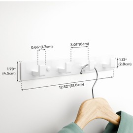 GWAAZXGZ White Coat Rack Wall Mount - 12.5 inch Modern Metal Hook Rail with 4 Right-Angle Hooks, Drill-Mounted Organizer for Coats, Hats, Bags in Entryway, Bathroom, Bedroom (1 Pack)