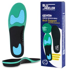Blu Heeler Comfort Orthotic Insoles Arch Support Anti-Fatigue Massage Gel (35-36)