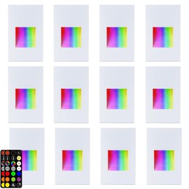 TUMUPSM 12-Pack RGB Step Lights Indoor Outdoor Stair Lights, 2700K-6000K 30 Color Color Changing Deck Step Lights, LED Timer 12V Low Voltage White Stairway Lights, 4W Vertical Remote Control