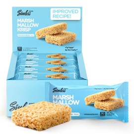 New Improved Recipe - Sinless Snacks Marsh Mallow Krisp - Perfect Keto Snacks - Delicious Gluten Free Low Carb Snacks - Marshmallow Keto Cereal Bars – Soft & Chewy Low Sugar – Less Than 1g - 8 Count