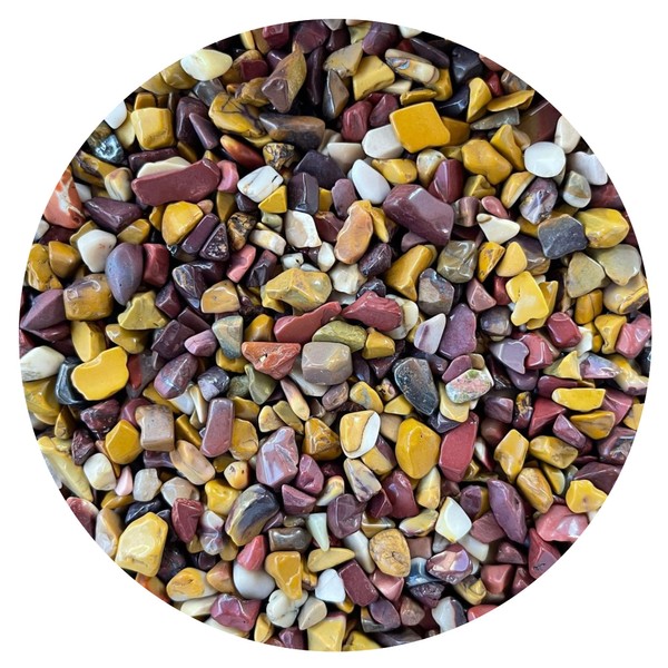 GAF TREASURES 0.5 Pound Natural Semi Tumbled Gemstone Chips, Crushed Mini Crystals, Undrilled Crystal Chips (Mookaite)