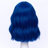 LABEAUTÉ Blue Wig Short Bob Wavy Wig with Air Bangs