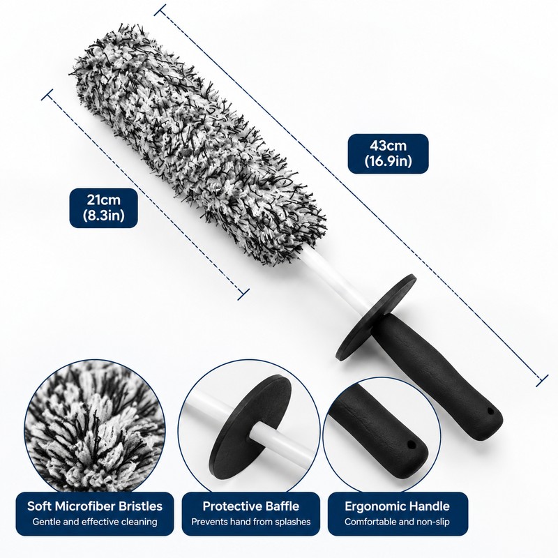 Car Wheel Cleaning Brush Set with Wash Mitt – Soft