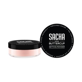 Sacha BUTTERCUP Rosé Mini Setting Powder. No Ashy Flashback. Blurs Fine Lines and Pores. Loose, Translucent Face Powder to Set Makeup Foundation or Concealer. For All Skin Tones, 0.35 oz.